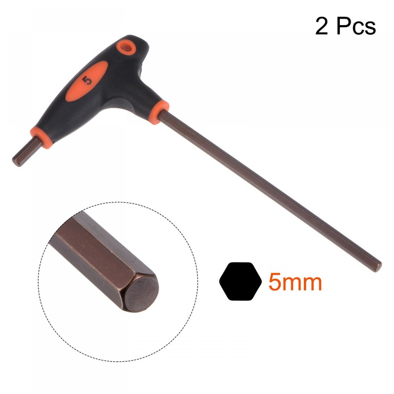 sourcing map 5mm Hex Key T-Handle Dual End Wrench Spanner,