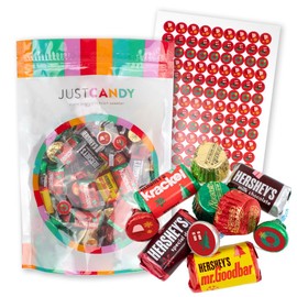 Christmas Candy Chocolate Mix with Exclusive Holiday Stickers by Just Candy 2 Pound Bag