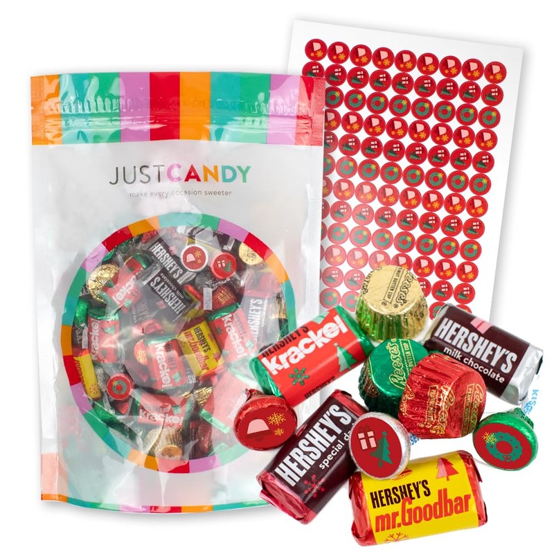 Christmas Candy Chocolate Mix with Exclusive Holiday Stickers by Just