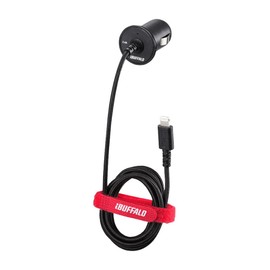 バッファロー iBUFFALO カーチャージャー 2.4A Lightningケーブル1m 急速充電 高耐久ファブリックケーブル BSMPS2404LC1BK