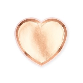 WEDDINGSTAR Small Heart Disposable Paper Party Plates - Rose Gold - Set of 8