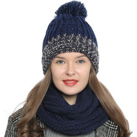 DonDon Loop Scarf Women's Winter Tube Scarf Winter Scarf Wool Scarf Warm and Soft, darkblue