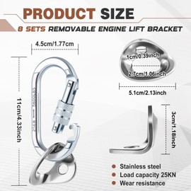 Otoolling 8 Sets 5600 lb Removable Engine Lift Bracket Plate Chains Stands Kit Tools for Engine Support Bar Transmission Jack Adapter Truck Crane Lifting Sling