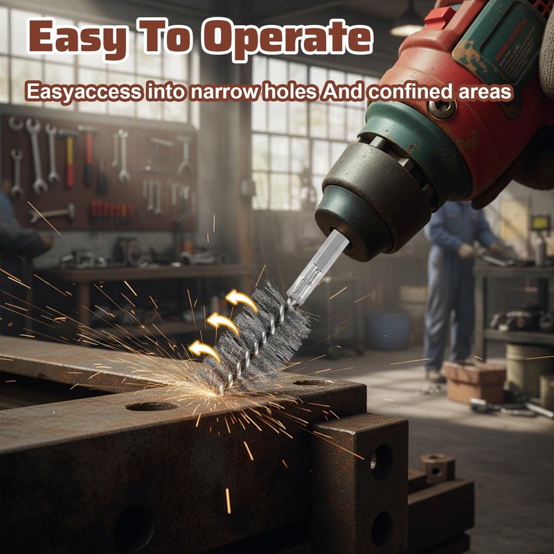 5 Pcs 1" Bore Brush for Drill Stainless Steel Round
