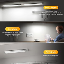 Lureshine Lureshine Schrankbeleuchtung LED mit Bewegungsmelder 76 LEDs Unterbauleuchte kche 3 Farbmodi Dimmbar, Led Leiste USB Wiederaufladbar Schranklicht Schrankleuchte fr Kleiderschrank, Treppe