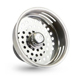 Everflow - Canastilla coladora de acero inoxidable para fregadero de cocina - Repuesto para desagües estándar (8.89 cm) - Tapón de hule de estilo universal, Sencillo