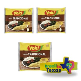 Farofa Temperada Tradicional Brasileira Yoki 400g | Pack 3x400g | Brazilian Seasoned Cassava + Silicone Bracelet Souvenir | Brazil in Texas | Bundle