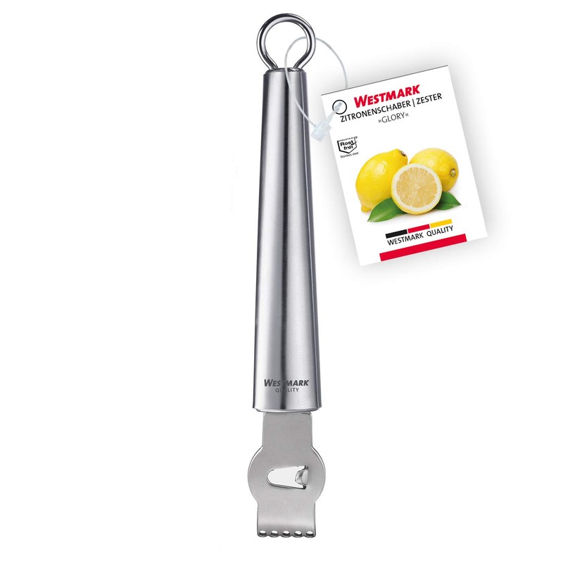 Westmark Zitronenschaber/Zestenreißer mit Kanneliermesser, Länge: 17,5 cm, Rostfreier Edelstahl, Glory,