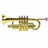 Gold Kid Trumpet Toy with 4 Colored Keys Interesting Educational