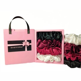 SHIFFORA Women's Scrunchies For Hair Soft Velvet Ponytail Holder Elastic Bands Teens (Black, white, red, dark red)