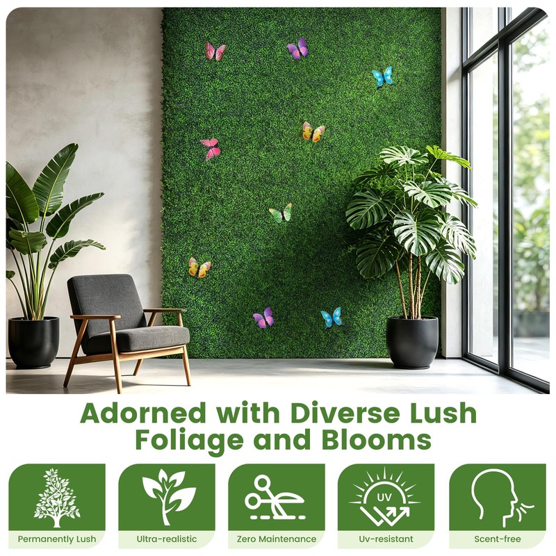 48×120" Faux Ivy Fence Screen Roll UV Resistant Boxwood Privacy