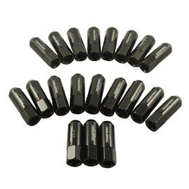 JDMSPEED Black 60MM Aluminum Extended Tuner Lug Nuts Replacement for Wheel Rims M12X1.25 20PCS