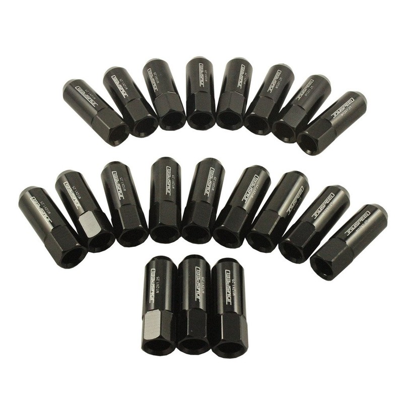 JDMSPEED Black 60MM Aluminum Extended Tuner Lug Nuts Replacement for
