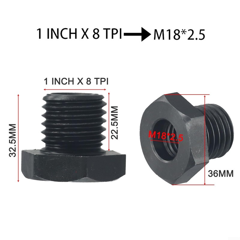 Wood Lathe Chuck Adapter, M18X2.5 to 1-8TPI, Headstock Spindle Adapter,
