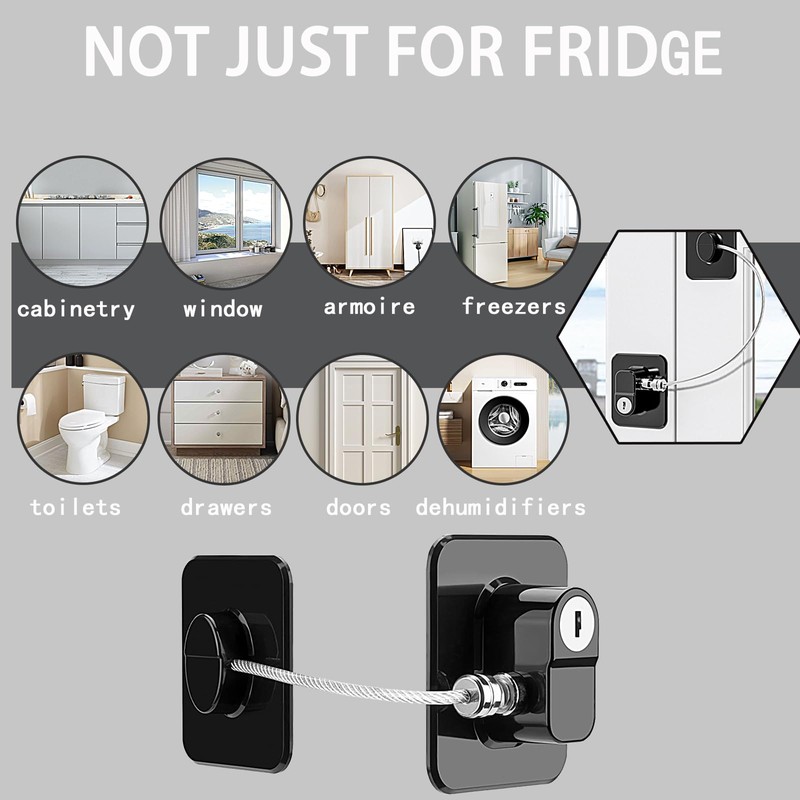 Pack of 2 ABS Fridge Lock for Child Lock, Cupboard