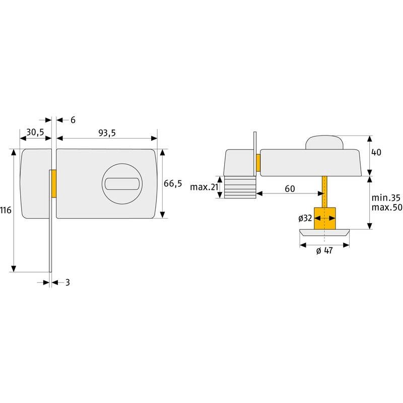 ABUS Additional Door Lock 2130, Silver, 56036