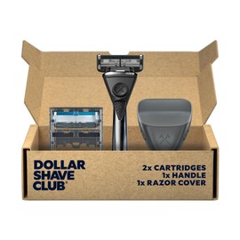 Dollar Shave Club | Heavy Metal Shave Kit | Heavy-Duty Razor Handle, 6 Blade Razor Blade Refills, and Razor Cover | Precision Razor Shave Kit, Shaving Kit, Grooming Kit, Razor Set