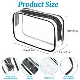 20 Pieces Clear Makeup Bags Bulk, Travel Toiletry Bags, Transparent Cosmetic Pouches with Zipper, Waterproof Portable PVC Plastic Zippered Organizer Cases for Women Men Vacation Travel Bathroom