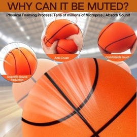 2025 Upgrade Silent Basketball, Silent Foam Basketball Indoor Training Ball, Highly Elastic Quiet Foam Ball Without Noise
