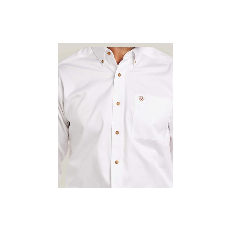 ARIAT Men’s Solid Twill Fitted Shirt White