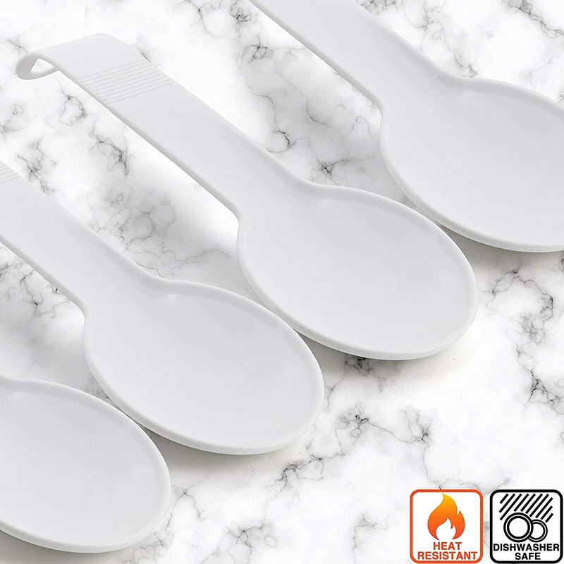 2 Spoon Rest White Red Plastic Spoon Rests for Kitchen
