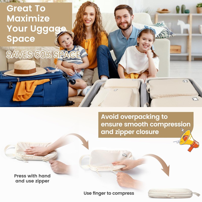 Compression Packing Cubes for Backpack 5 Beige