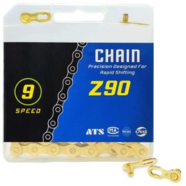 Aikolesa Bike Chain, 9 Speed Bike Chain 1/2" x 11/128" 116 Links Bicycle Chain for Road Mountain Folding Racing Cycling Bikes (Gold-9 Speed)