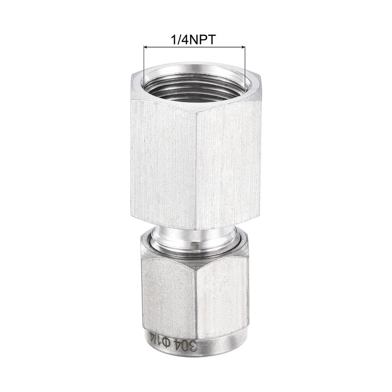 sourcing map Compression Tube Fitting 1/4NPT Female Thread x 1/4"
