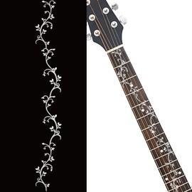 PLIGREAT Fretboard Stickers for Guitar Neck, Tree of Life Inlay Sticker, DIY Guitar Sticker, Decals for Music Guitar, Bass, Acoustic Guitar, Electric Guitar, Silver Thin