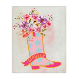 Stupell Industries Giddy Up Floral Cowgirl Canvas Wall Art Design by Stella Chang, 36 x 48