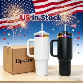 Rainbow Plated 40oz Tumbler with Rotating Handle and BPA Free Material for Comfortable Carrycolor: H1.0 Sub White, capacity: 40 oz