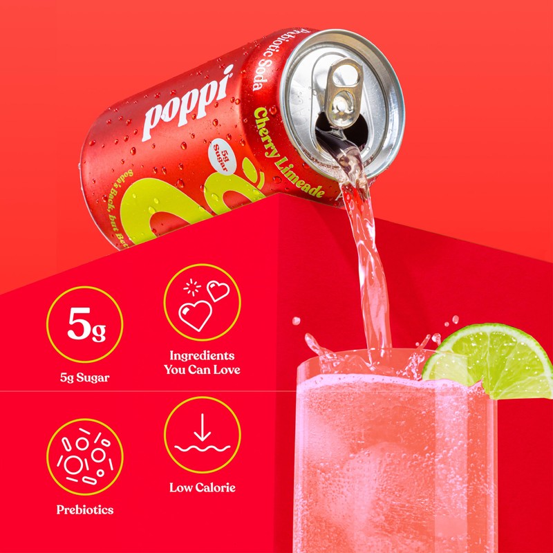Poppi Sparkling Prebiotic Soda Beverage with Apple Cider Vinegar, Seltzer