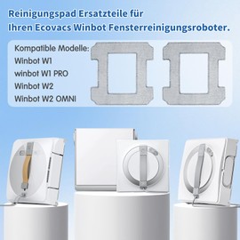 Pack of 8 Cleaning Pads for Ecovacs Winbot W1 / W1 Pro / W2 Pro / W2 Omni Window Cleaning Robots, Wipes Robot Cleaning Cloth, Reusable and Washable Replacement Cloth