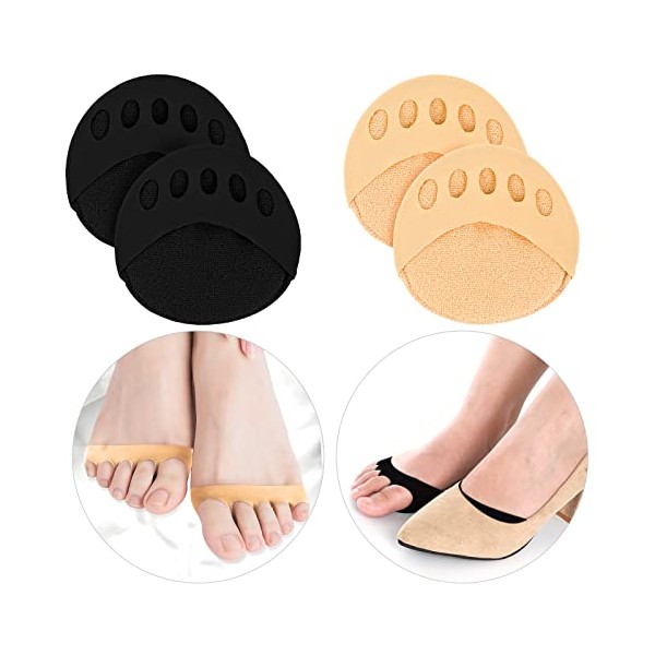 WLLHYF 2 Pair Honeycomb Fabric Forefoot Pads Metatarsal Pad Ball of Foot Cushions Prevention Pain Non-Slip Reusable Relief Feet Sweat Pads for Women Men Unisex Various Shoe Types