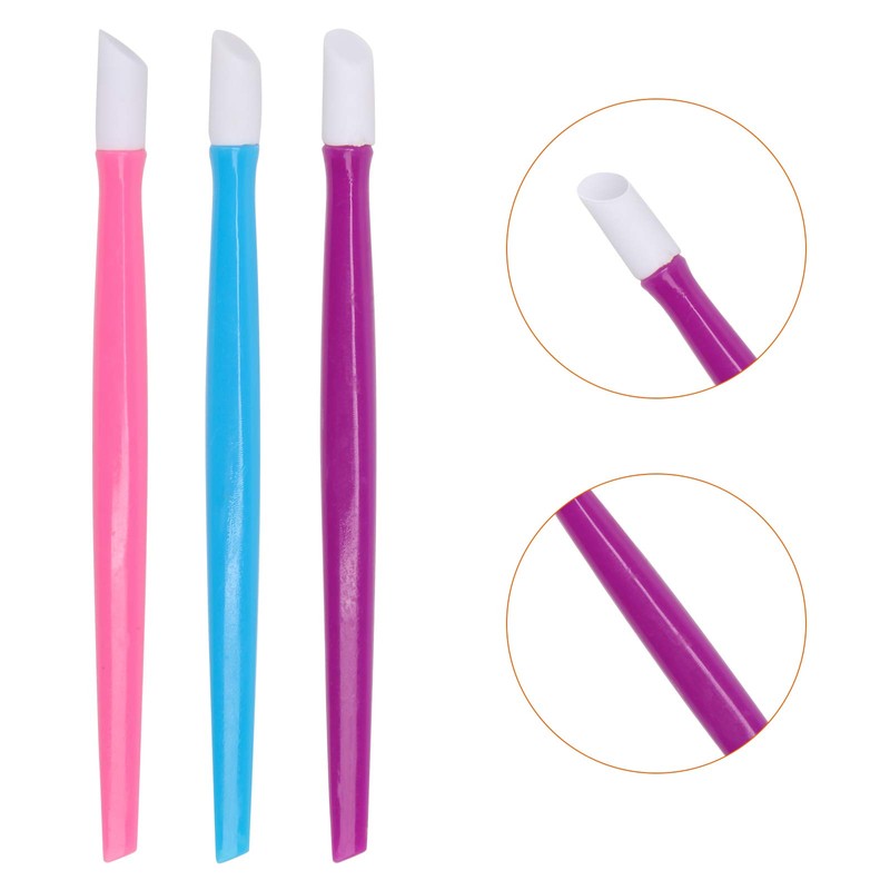 AHIER 10pcs Rubber Nail Cuticle Pusher Tipped Plastic Handle Nail