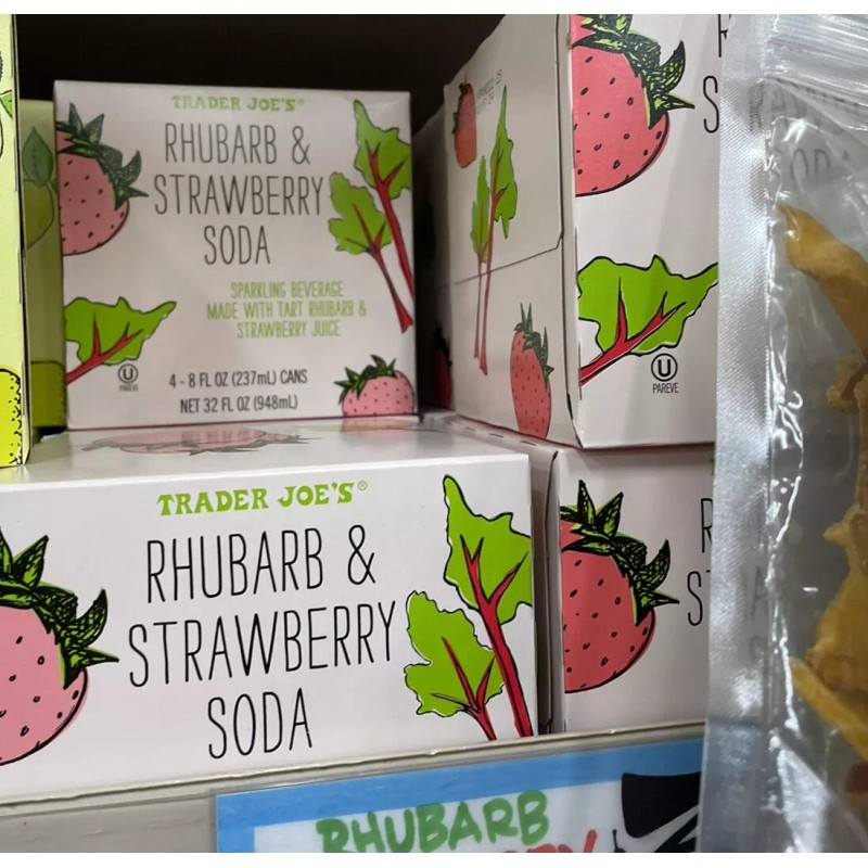 TRADER JOE'S RHUBARB & STRAWBERRY SODA 4 - 8.4 FL