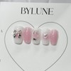Pink Ribbon Handmade Nail Tips Nail Tips - Short Oval
