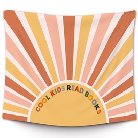 XLDLIOO Boho Sun Cool Kids Read Books Classroom Wall Tapestry, Reading Wall Tapestry Hanging for Bedroom, Colorful Tapestries Wall Decor Art for Reader Library Reading Nook Kids Room 60x50in