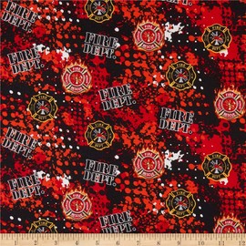 Fire Fighter Abstract Geo Logo, Fabric by the Yard