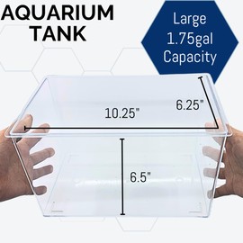 Eisco Labs - Aquarium Tank - Large 1.75 Gallon Molded Plastic Terrarium, Clear Polycarbonate Fish Tank or Insect Habitat with UV Protectant - 10.25" x 6.5" x 6.25"