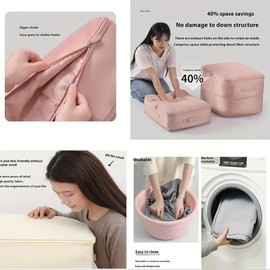 SANHIGHEND Updated Upgrade Compressing Bag, Ultra Space-Saving with Zip, Self-Compression Organiser, for Duvets, Clothes, Sweaters, Bedding, Dustproof, etc