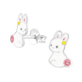 925 Sterling Silver Rabbit Earrings with Crystal Stones - Easter Bunny