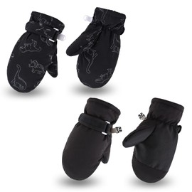 Lcaiualu Toddler Winter Gloves Waterproof Baby Boys Mittens Fleece Girls Snow Gloves for Infant Kids Unisex Ski 6M-5T (CMB Black, 6-24 Months)