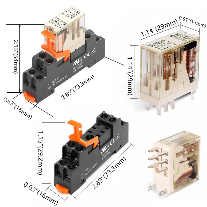 Weasch Power Relay RFT2CO012L, DC 12V Coil, 8 Pin 8A,