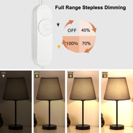 Inline Dimmer Switch, Knob Lamp Dimmer, Cord Lights Switch Replacement for Floor Lamp, Table Lamp, Pendant Light, Works for Incandescent, Halogen Bulbs, Dimmable LED (White)