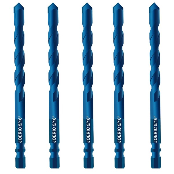 JOERIC Blue 8mm Masonry Drill Bit Set, 5PC 5/16” Concrete