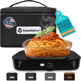 TRAVELISIMO Portable Oven, Electric Lunch Box - 12V/24V/110V Food Warmer Lunch Box 3-in-1 Portable Microwave - Personal Car Warmer, Food Warmer For Car & Travel Microwave, Office & Home Use