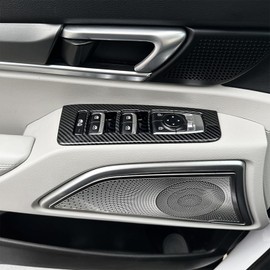 4PCS Car Window Switch Panel Cover Side Door Lock Lift Control Button Frame Panel, Lift Door Panel Frame Cover, Compatible with Kia Telluride 2020-2024 Accessories (Carbon Fiber Pattern)