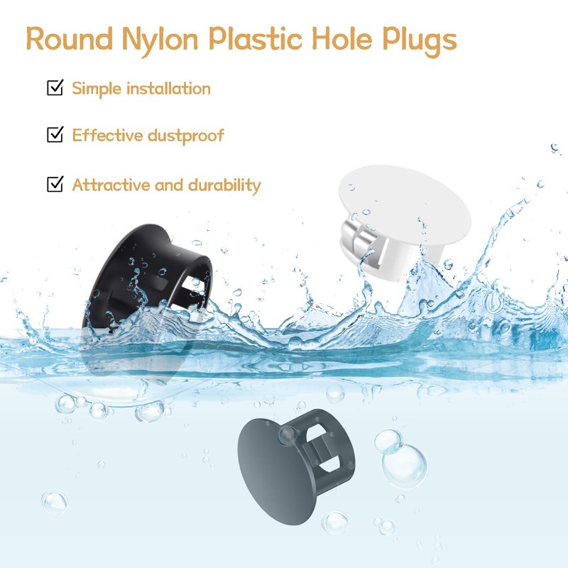 200PCS 7 Sizes White Nylon Plastic Plugs for Round Holes,