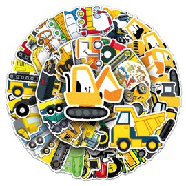 50 Pieces Excavator Sticker Set, Kinder Bagger Sticker, Auto Traktor, Baumaschinen Traktor Aufkleber, Vehicle for Laptop, Scrapbooks, Suitcase, Skateboard, Motorcycle